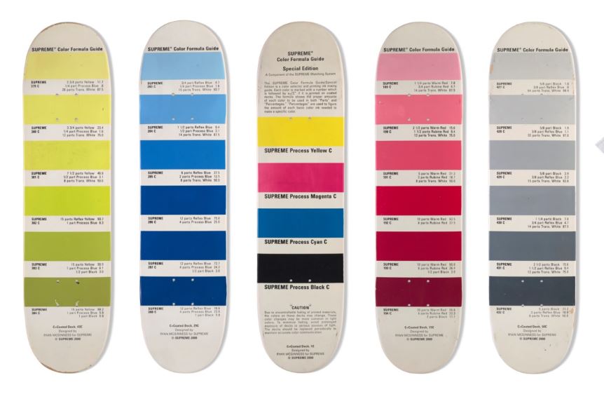 Five Ryan Mcginness 'Color Formula Guide' Process Skateboard Decks
